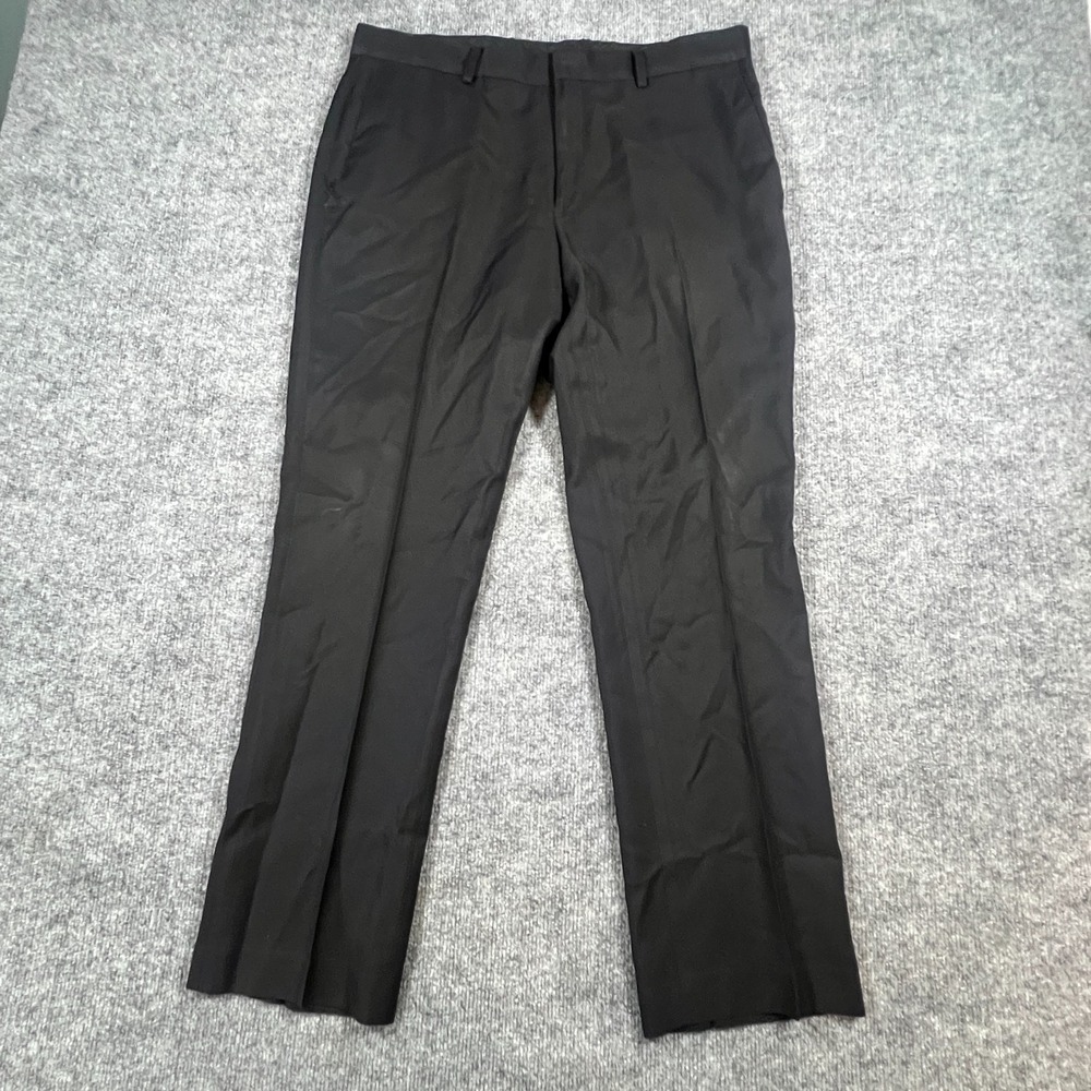 Apt.9 Dress Pants Mens 34x30 Black Flat Front Mid Rise Straight Leg Office Wear
